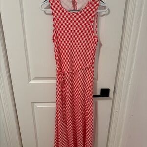 Wayf Red and White Gingham Maxi Dress
